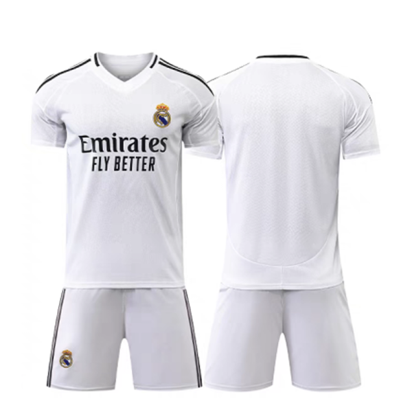 Personalisierbar Real Madrid 2024-25 Heimtrikot weiß Kurzarm + Kurze Hosen