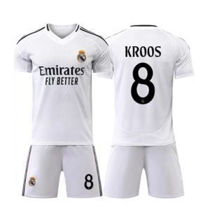 Real Madrid 2024-25 Heimtrikot weiß Kurzarm + Kurze Hosen Toni Kroos 8