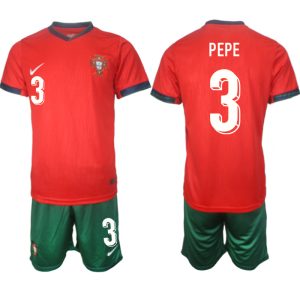 Billige Trikotsätze Portugal trikot EM 2024 Heimtrikot Rot bestellen mit Aufdruck Pepe 3