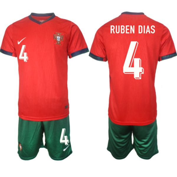 Billige Trikotsätze Portugal trikot EM 2024 Heimtrikot Rot bestellen Ruben Dias 4