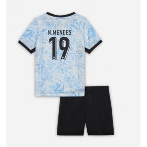 Kinder Fußballtrikots Portugal trikot EM 2024 Auswärts Trikotsatz Nuno Mendes 19