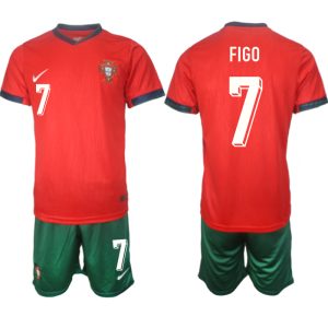Trikotsatz Herren Fussball Portugal trikot EM 2024 Heimtrikot Rot Luis Figo 7